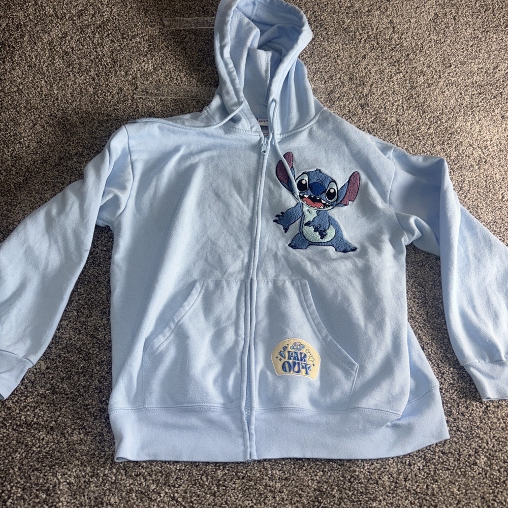 Disney Stitch Women's Licensed Character Long Sleeve Fleece Lined Hoodie Large